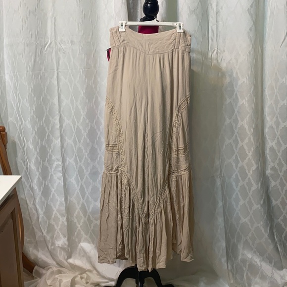 Free People Lovin Easy Lace Pants Trousers Size L Boho Tan - Picture 8 of 17